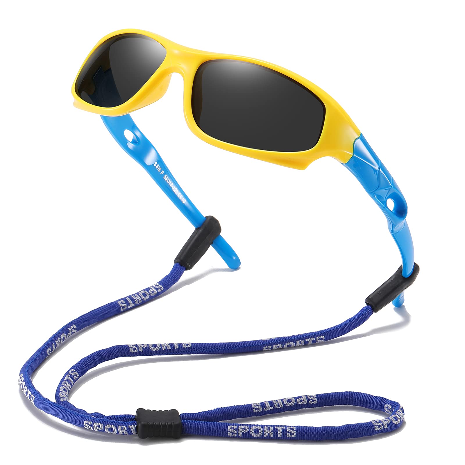 DYLB Confezione da 3 occhiali da sole polarizzati flessibili per bambini con cinturino, occhiali da sole sportivi per bambini dai 3 ai 10 anni.