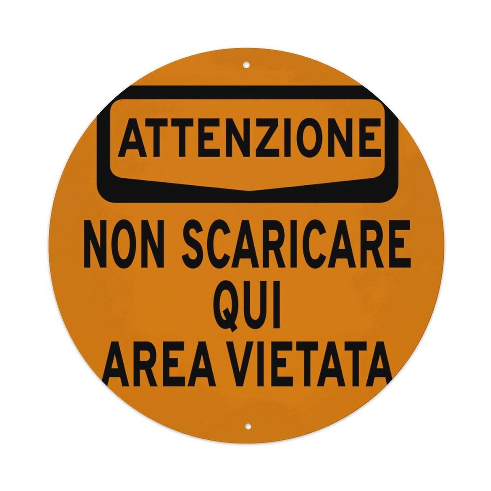 Lzwbntey Vintage Attention Do Not Download Here Forbidden Area Metal Tin Sign Retro Wall Decor For Home Bar Garage Cafe, Indoor & Outdoor Decorative，Circle Metal Poster, 8X8 Inch