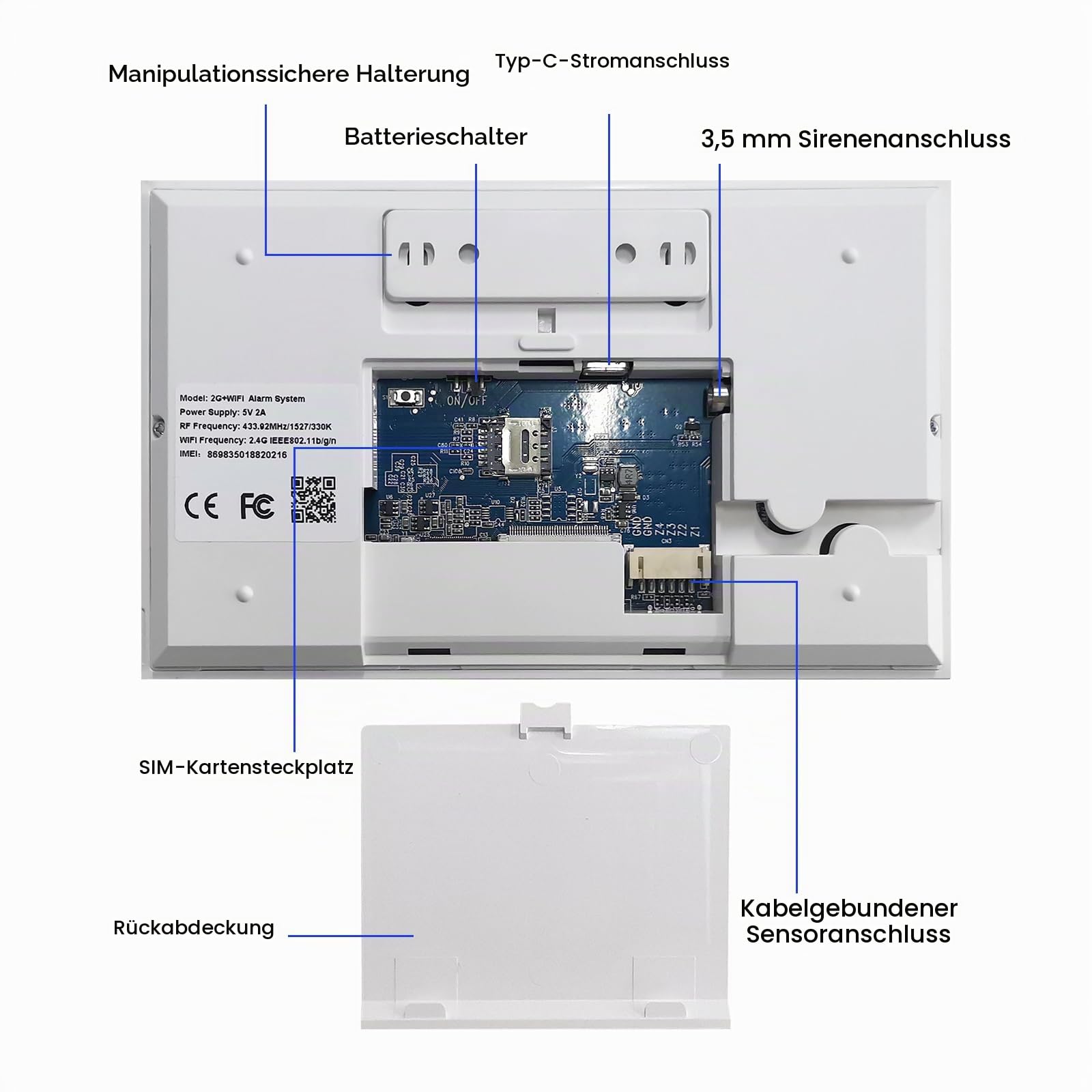 XNY Voller Touchscreen Funk Alarmanlage Haus, Haus Alarmanlage Komplett Set, GSM WLAN Alarmanlage Wohnung mit APP Alarm, 8-Stück-Kit (Fenster Tür Sensoren, Bewegungsmelder, Fernbedienungen, Sirene)