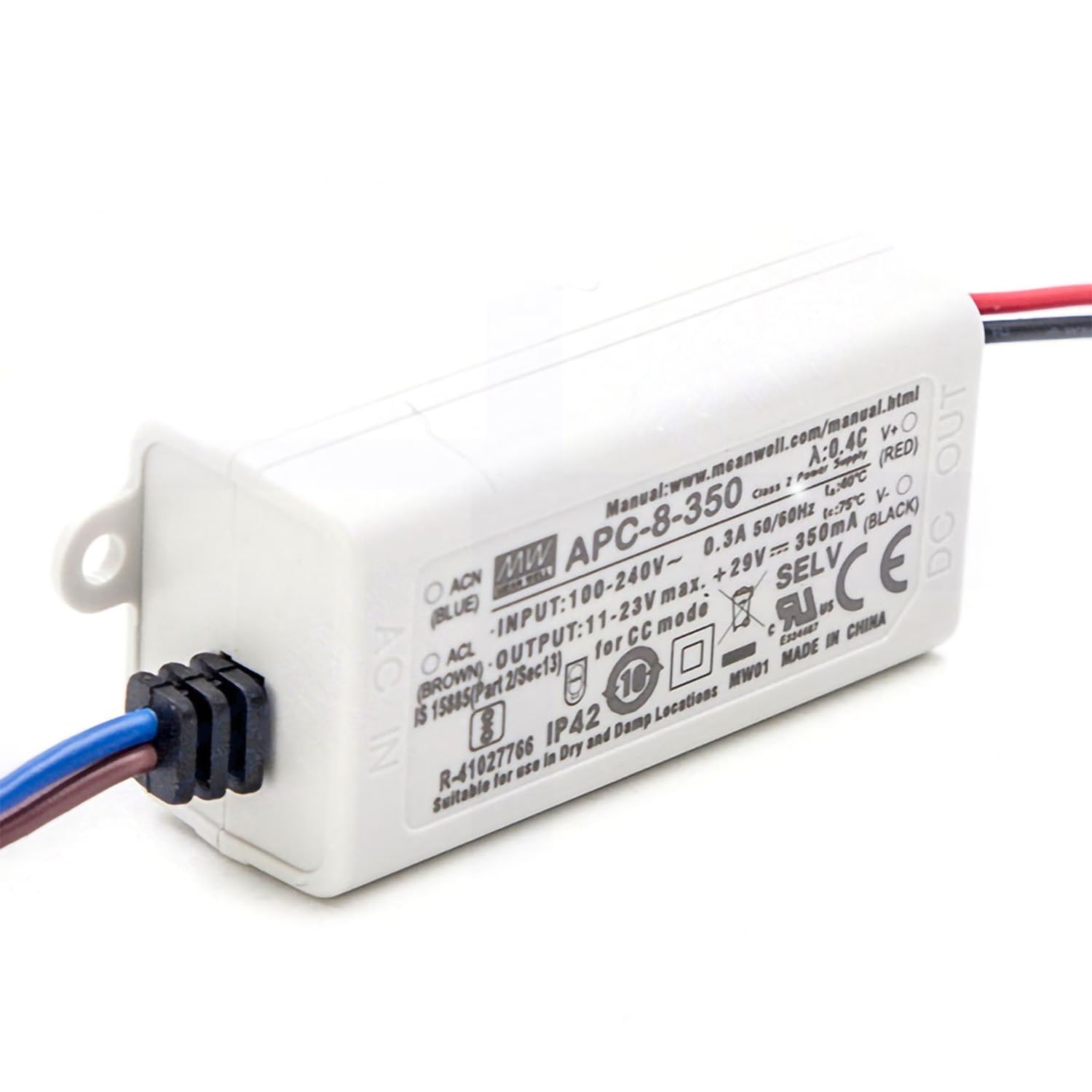 APC-8-350 8 05W 11-23V 350mA Constant Current LED Driver - Class II Power Supply - Ultra Quiet -