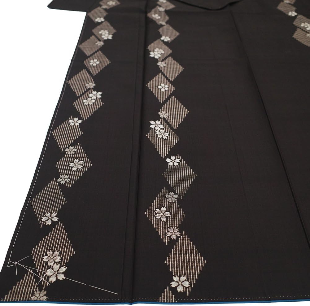 本場奄美大島紬 着物 正絹 ９マルキ カタス式 総絣 たけがわ織物 竹千雅 桜 菱 レディース Ｍサイズ sb16703