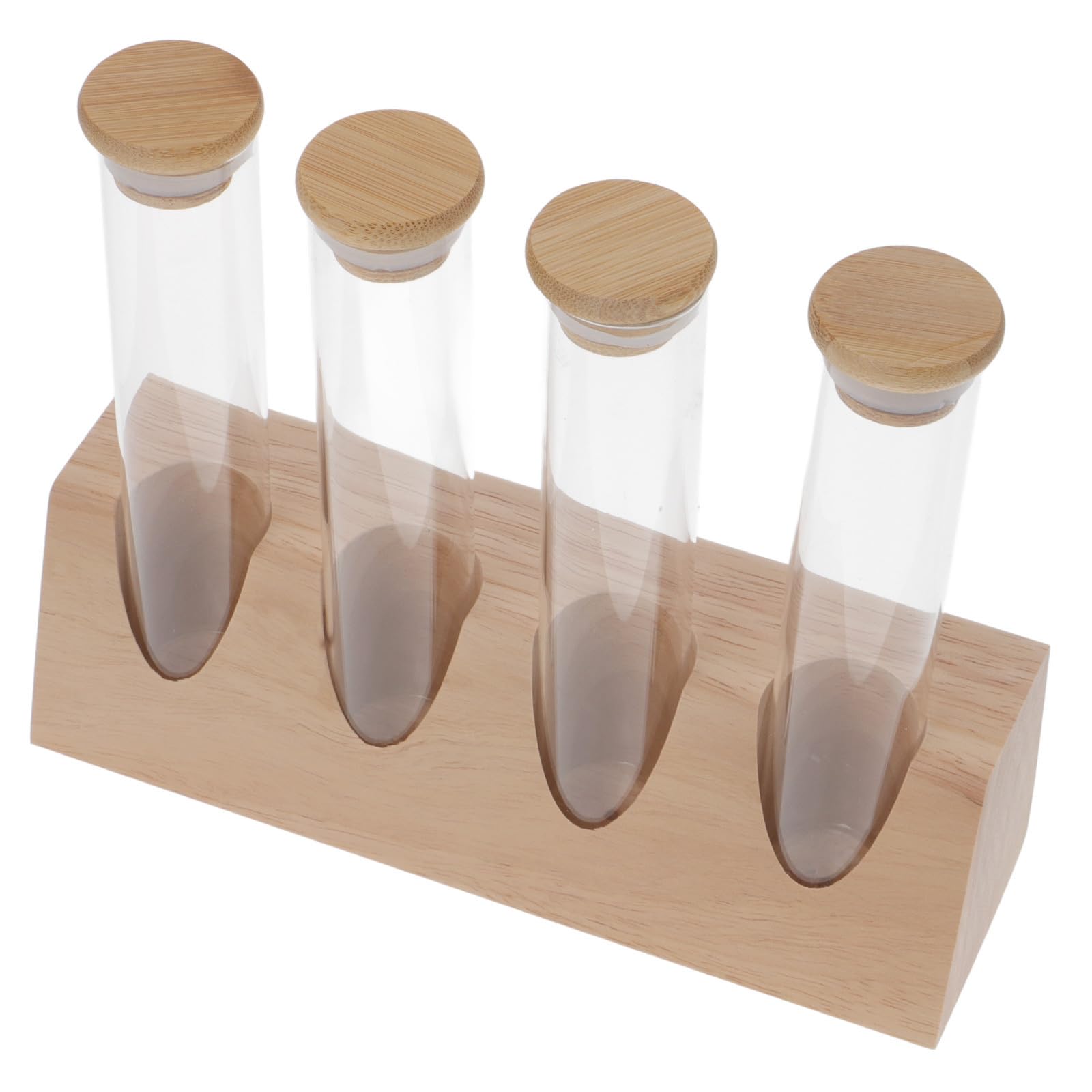 Cabilock Recipiente Hermético de Vidrio para Granos de Café con Soporte de Madera, Capacidad 70ml, Preserva Frescura y Ahorra Espacio, Adecuado para Cocinas Pequeñas y Apartamentos
