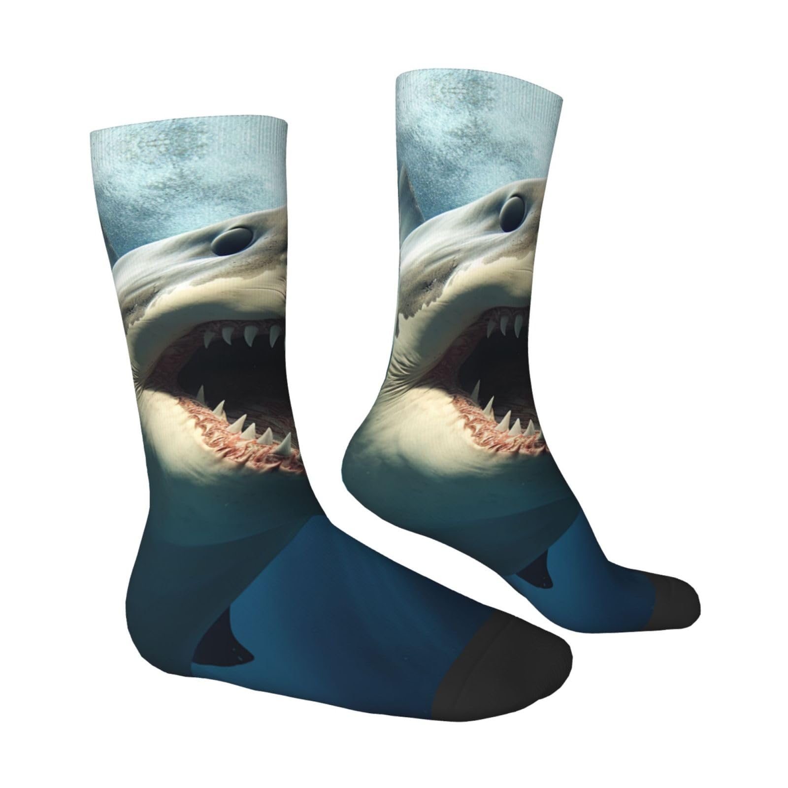 LZQPOEAS Shark Mouth Athletic Socks Unisex Cushioned Crew Socks Hiking Running Calf Sock Soft Above Ankle Sock