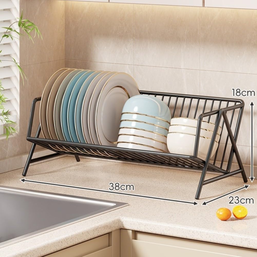 Escurridor de Platos Grande Capacidad para estante Secaplatos Metal Negro Cocina Organizador Vajilla 38x23x18cm(White)