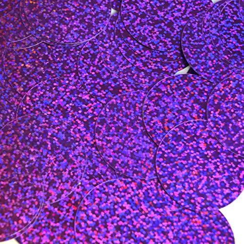 40mm Sequins Round Purple Hologram Glitter Sparkle Metallic Medium Top Hole Made in USA