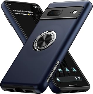MMHUO for Google Pixel 7 Case,Dual Layer Military Grade Drop Protection Slim Pixel 7 Kickstand Case with Hidden Ring Holder Shockproof Protective Phone Case for Google Pixel 7 5G (2022),Blue