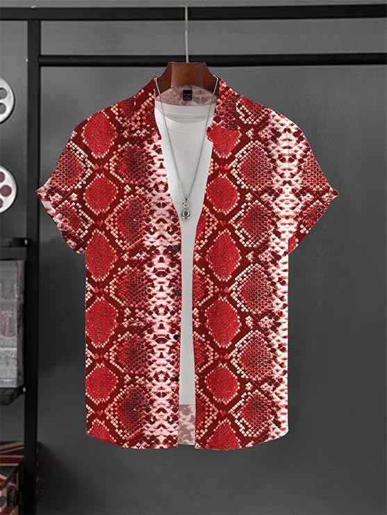 Image of Men's Striped Slim Fit Half Sleeves Stratchable Printed Shirt