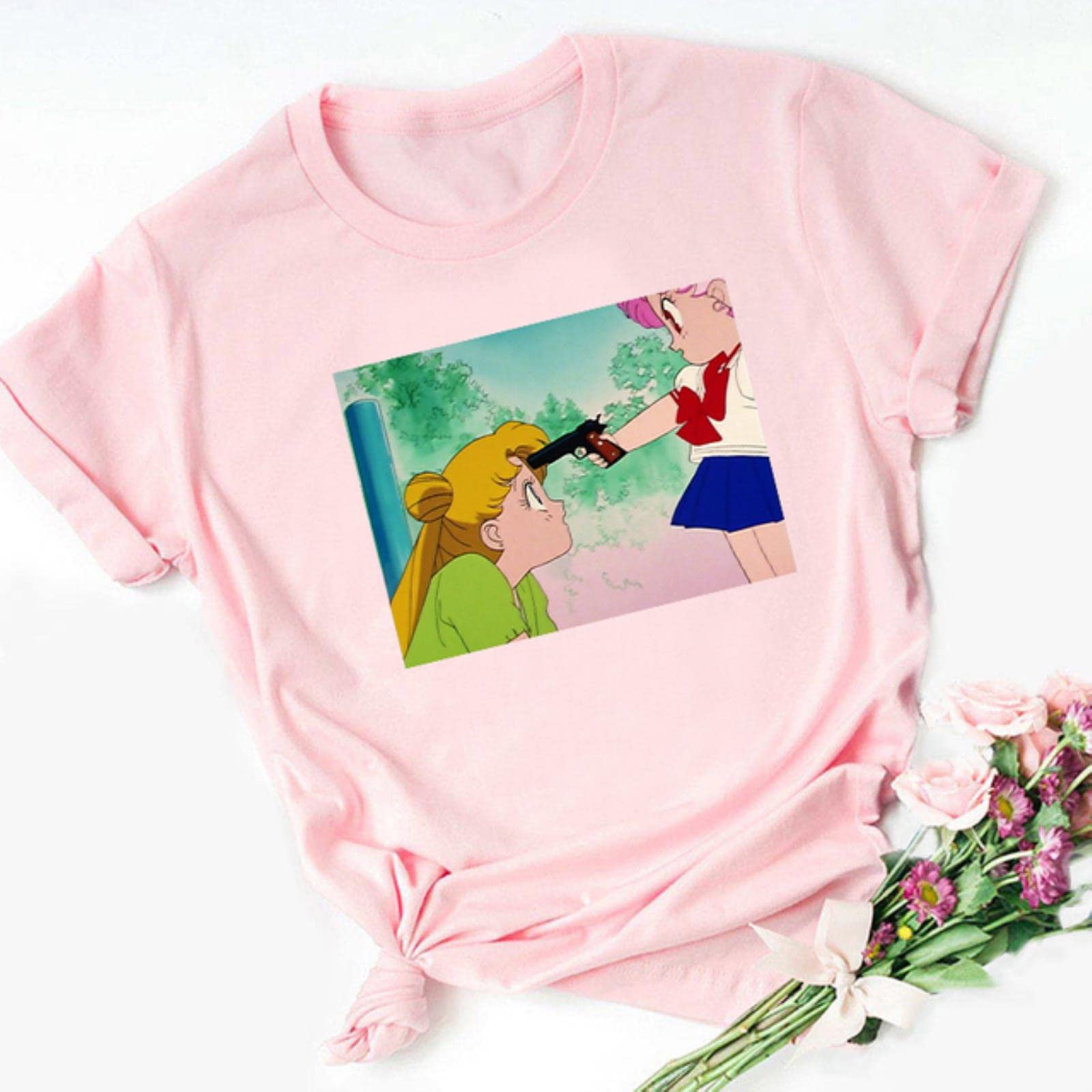 XKUNWomen's T-Shirt Pink Tshirt Funny T Shirt Women T-Shirttops Tee-10032-Pink,3XL