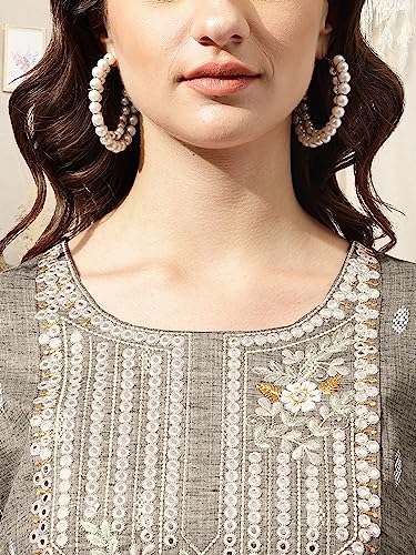 Image of MIRCHI FASHION Women's Straight Fit Paisley Printed And Embellished Kurta Set with Dupatta and Trouser