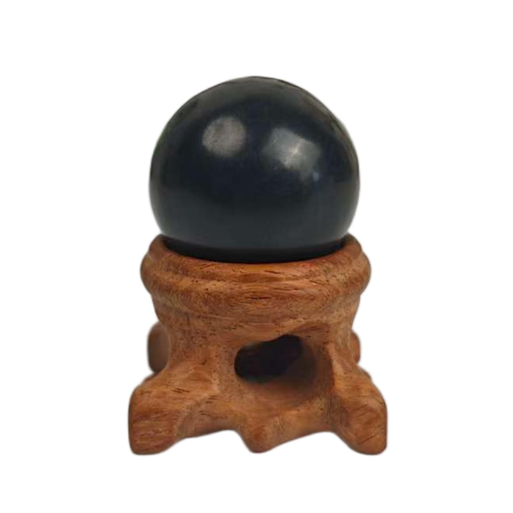 NHKSFBLQ Shungite Stone Sphere with Stand, Real Feng Shui Crystal Decorative Ball Home Protection Grounding(1.18 Inches)