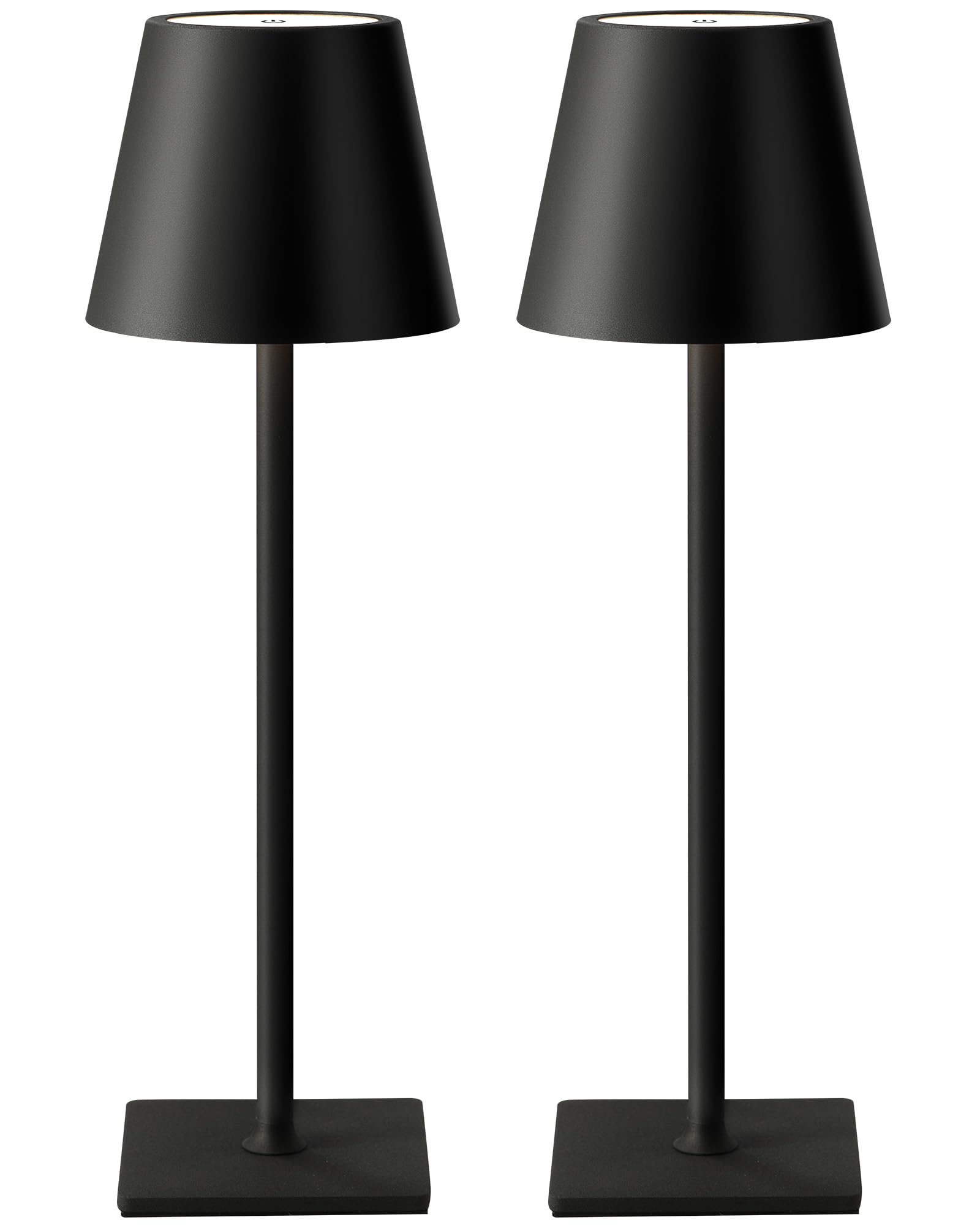 VISDANFO 2 Piezas Lampara de Mesa Inalámbrica Recargable, Atenuador, 2700-6000 K, 5000 mAh batería, Mesita noche Interior y Exterior, Resistente al agua, (Negro) [Clase de eficiencia energética G]