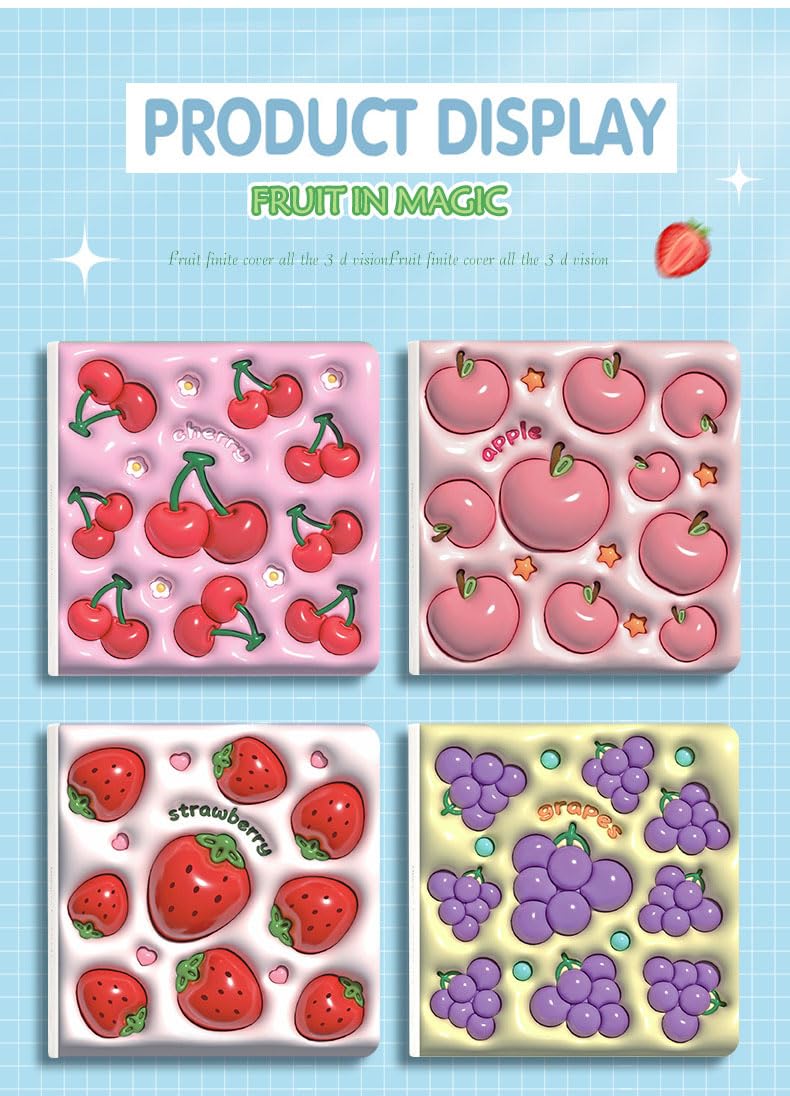 wonders design Niedliches Kawaii-Notizbuch für Kinder, Studenten, Mädchen, Tagebuch, blanko Papier zum Zeichnen, Mini-Schulbedarf (Apfel)