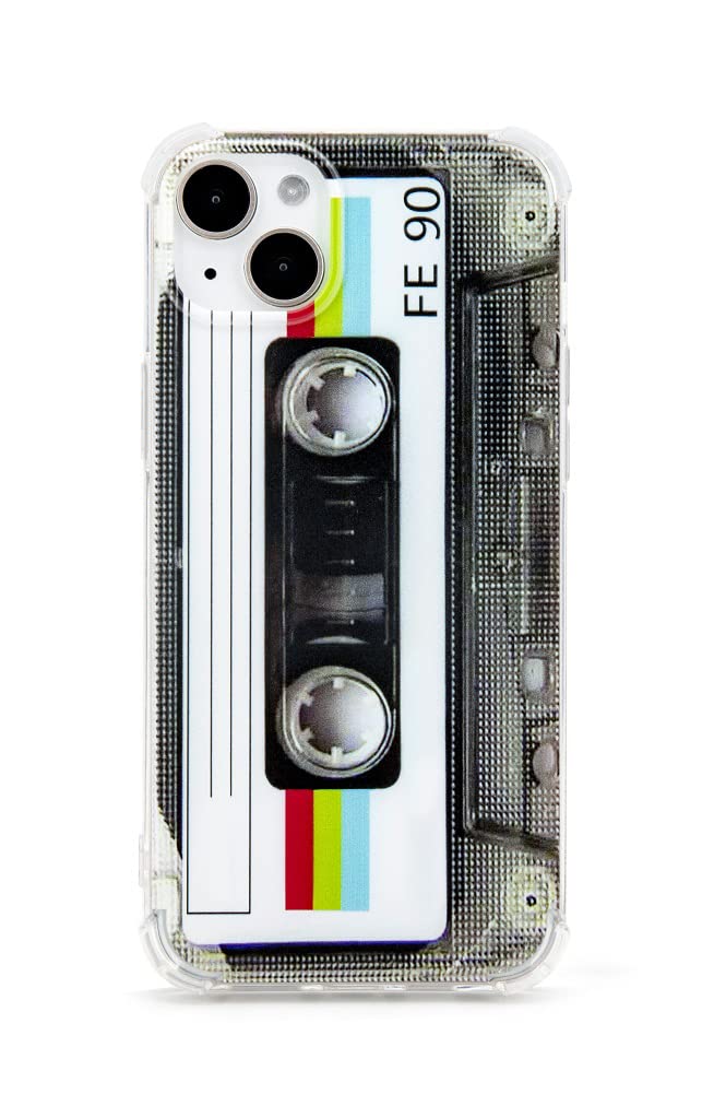 FAteamll Case for iPhone 14 Plus Matte Finish Heavy Duty Soft Back Cover with Reinforced Corners TPU Soft Bumper Retro Cassette Tape Case Compatible