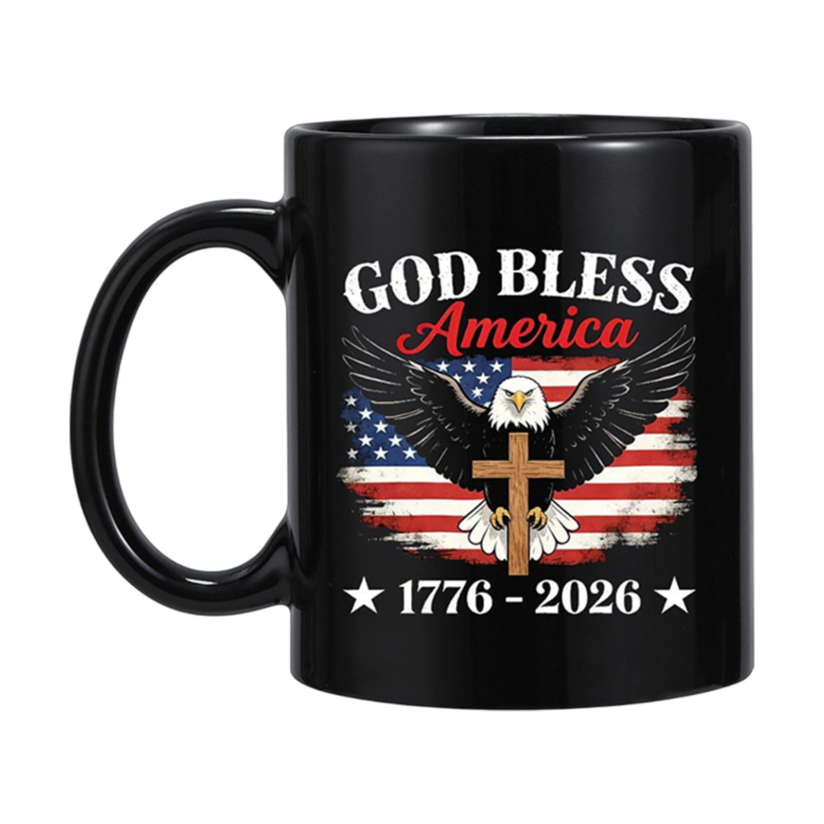 Muiltvoe American Flag Coffee Mug, 350ml Ceramic 250th Commemorative Cup 9.5x8cm 400g, US Celebration Drinkware for Party Gatherings Home Office Adults Family Tea Water