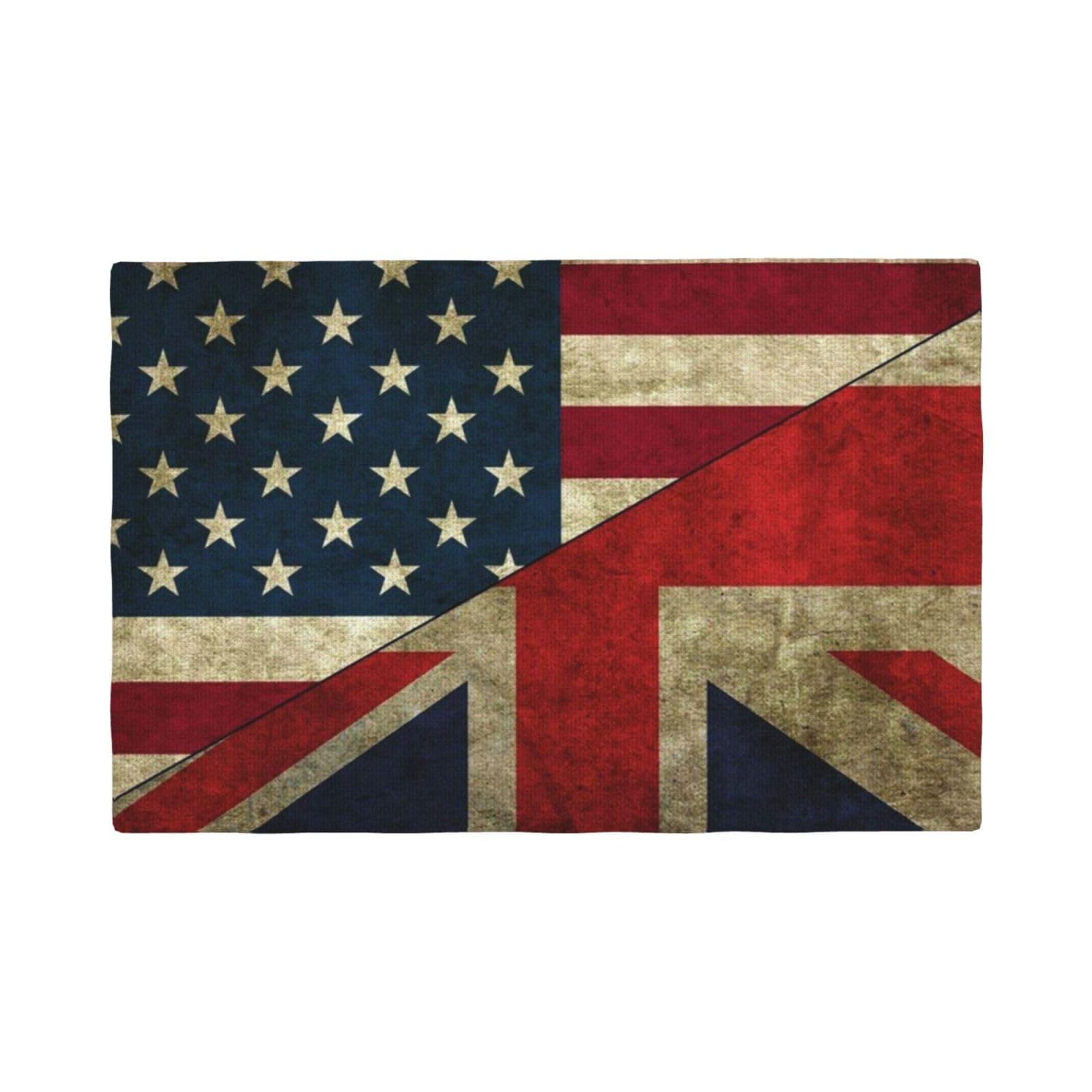 WKSGDSG Linen Placemats Set Of 6, Usa Uk Flag Heat Resistant Place Mats Wipe Clean Washable Placemats For Dining Table Kitchen Table Party Table Mats, Double Layer 12x18 Inch