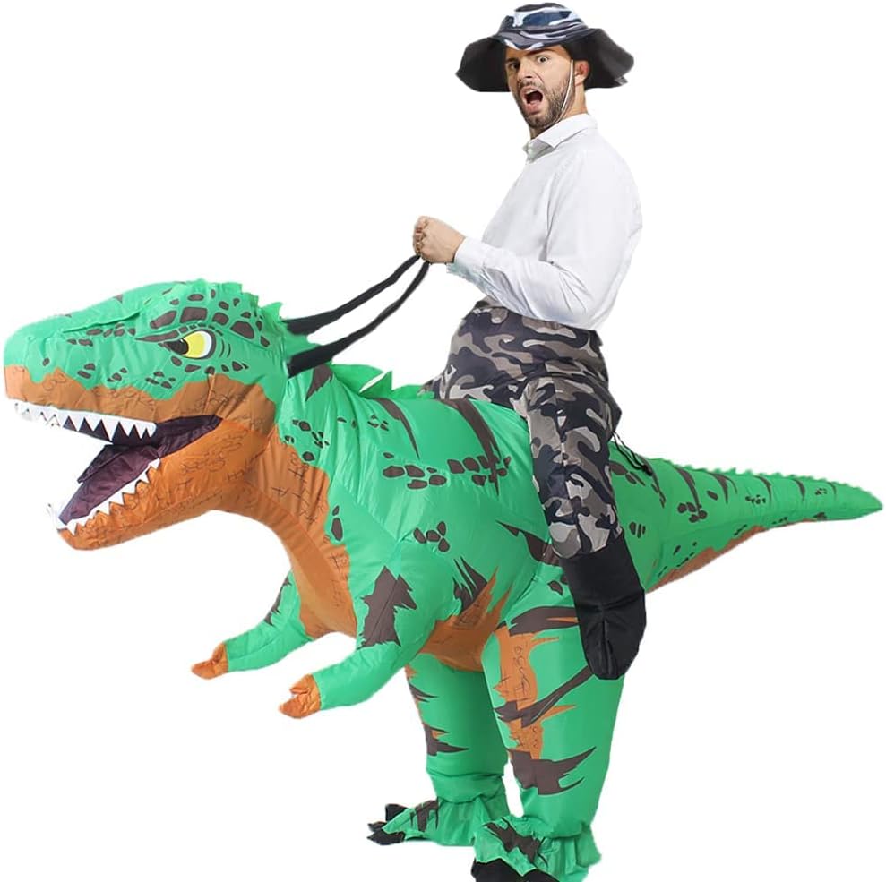 Rafalacy Inflatable Dinosaur Costumes Adult Size T-REX Ride on Halloween Costume Funny Dino Blow up Costume