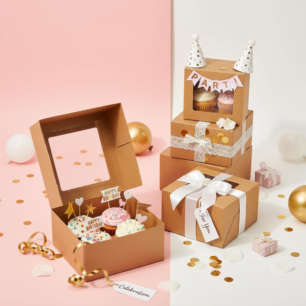 Cupcake Boxes - Pack of 25 Window Boxes -6