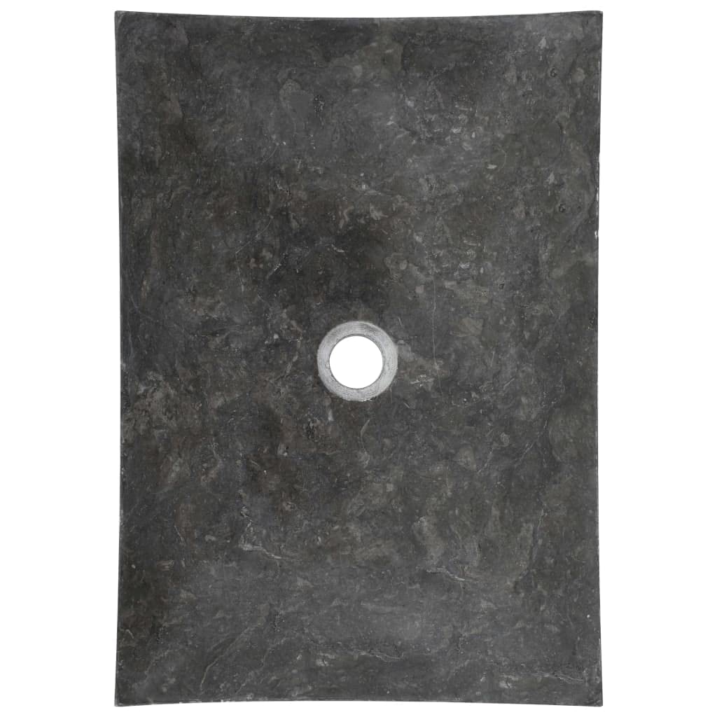 vidaXL Évier Pierre Naturelle Marbre Noir Lavabo Lave-Mains Vasque Toilette
