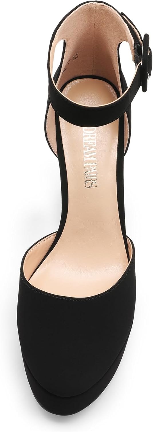 DREAM PAIRS Women's Platform High Chunky Heels Closed Toe Block Ankle Strap Dress Buckle Round Toe Wedding Party Comfortable Pumps Shoes - Image 5