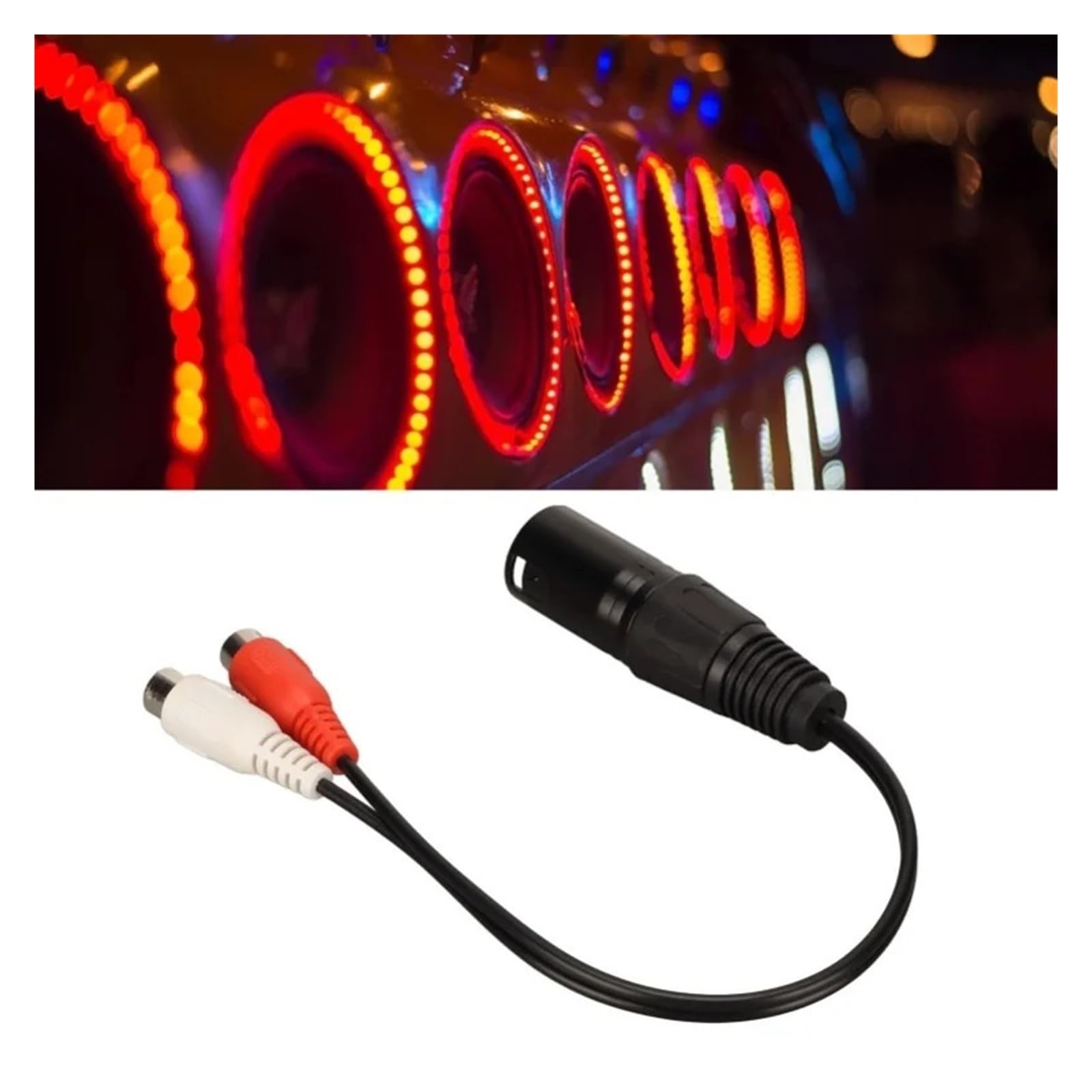 Cable divisor XLR macho a 2 RCA hembra en Y de 0,6 pies, adaptador de audio no equilibrado con cancelación de ruido para amplificador de potencia de mezclador