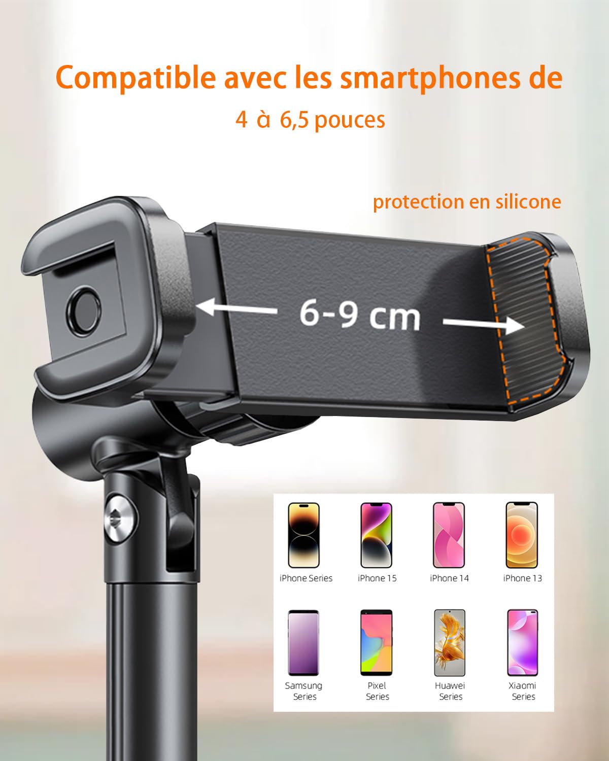 Support Téléphone de Sol 180 cm Réglable en Hauteur, Porte Téléphone pour Filmer & Live-Stream, Compatible iPhone 17 16 15 14 13 12 Pro Max XR XS, Galaxy, Xiaomi, Smartphones
