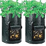 Amgate 2-Pack Garden Potato Grow Bag Vegetables Planter Tub with Access Flap for Harvesting ~ Eco-Friendly Waterproof Pe (2)