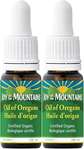 Joy of the Mountains Aceite de orégano líquido con tapa cuentagotas Aceite orgánico certificado de orégano mediterráneo salvaje, 0.3 fl oz - 0.34