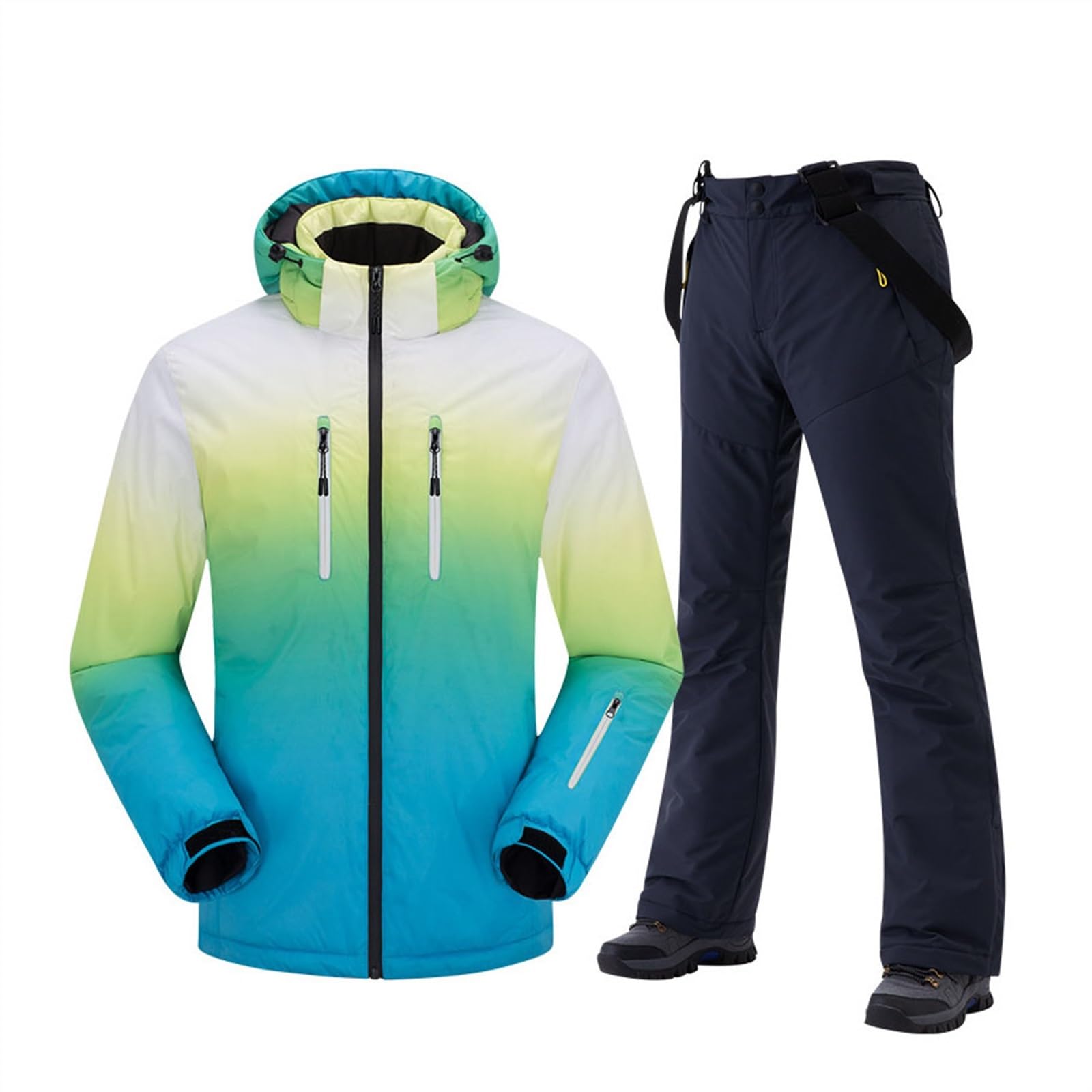 Yytcsjz Set Di Tute Da Sci Per Adulti, Set Giacca E Pantaloni Da Sci Antivento Impermeabili Caldi Con Cappuccio In Colori Sfumati Da Uomo, Set Di Tute Da Sci Resistenti All'usura Avventure