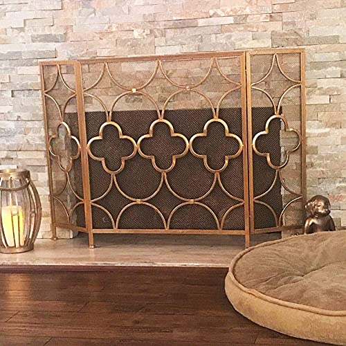 Pantalla protectora para chimenea resistente con 4 pies redondos anti chispas 2