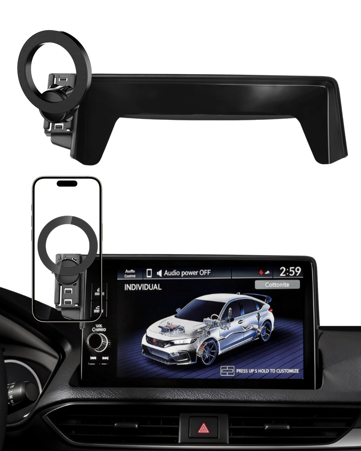 PZK Car Phone Mount for 11th Gen Honda Civic 2022-2026 Accessories 7/9-Inch