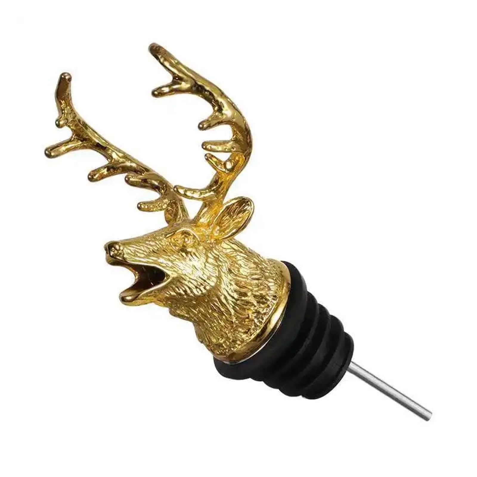 5 piezas de vertedor de vino con boquilla para botellas de licor, tapón de conservación de vino para fiesta, tapón de conservación de botellas de vino (dorado)