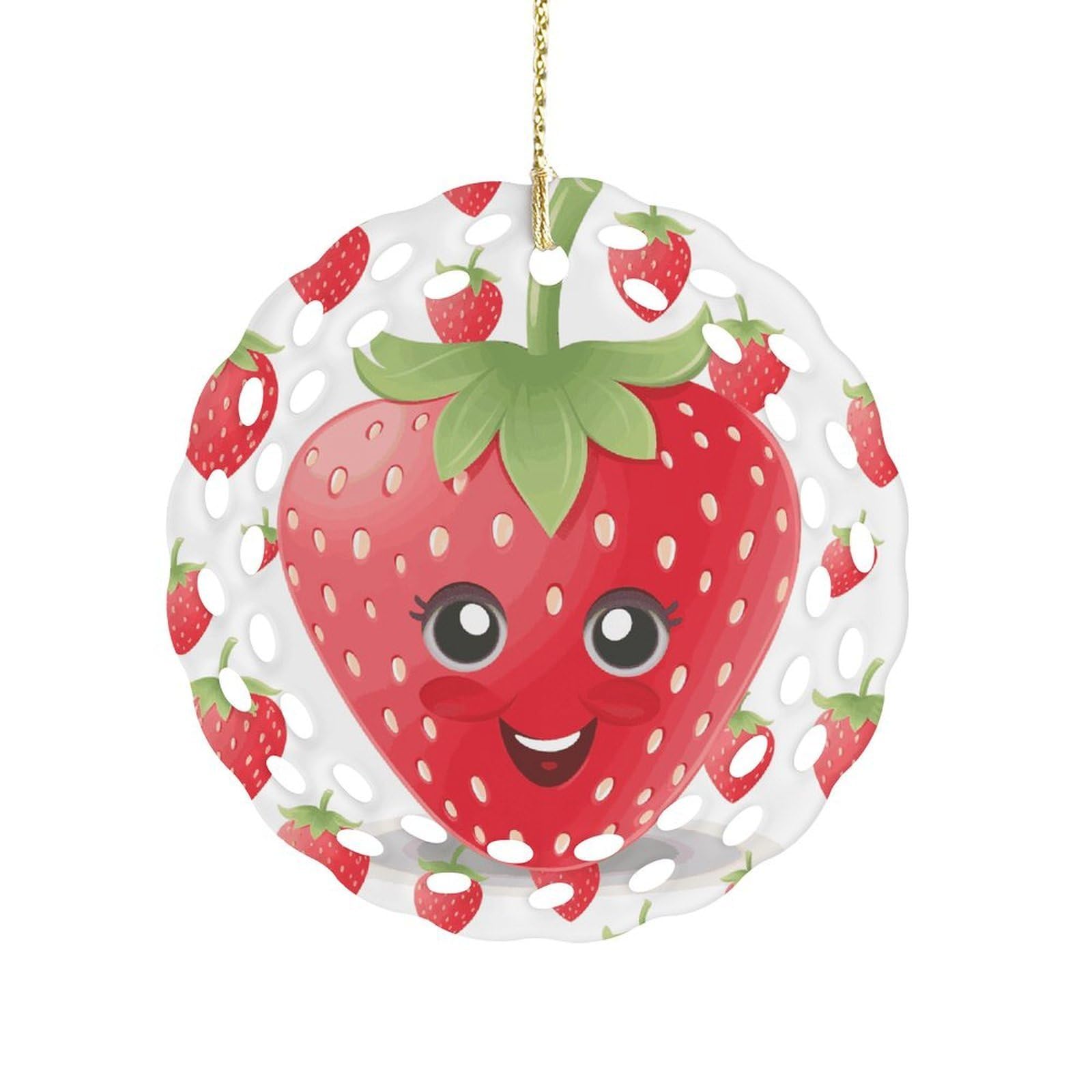 Wsoihfec Style Strawberryhanging Ornaments For Tree- Christmas Ornaments,Home Decor | Housewarming Gifts,Ceramic Keepsake For Family, Friends