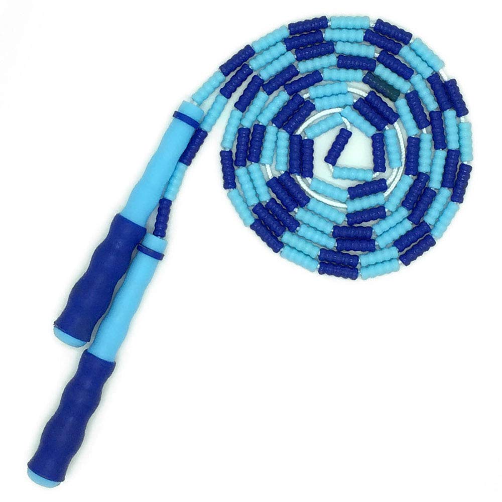 Jump Rope Soft Beaded for Kids Men Women Adjustable Tangle - Free Segmented, Jump Ropes for Fitness Training, Workout and Weight Loss - 9 Ft (Blue)