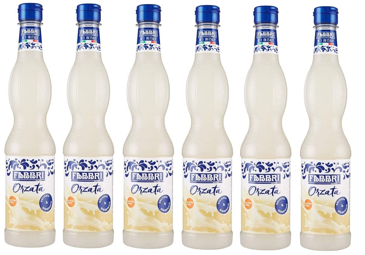 Sciroppo Orzata - Jarabe de cebada para cócteles y bebidas (PET, 6 x 560 ml) | Gusto mandorla dolce; sin alcohol, aromático para mezclar refrescos, café o postre, peso neto total 3,36 L