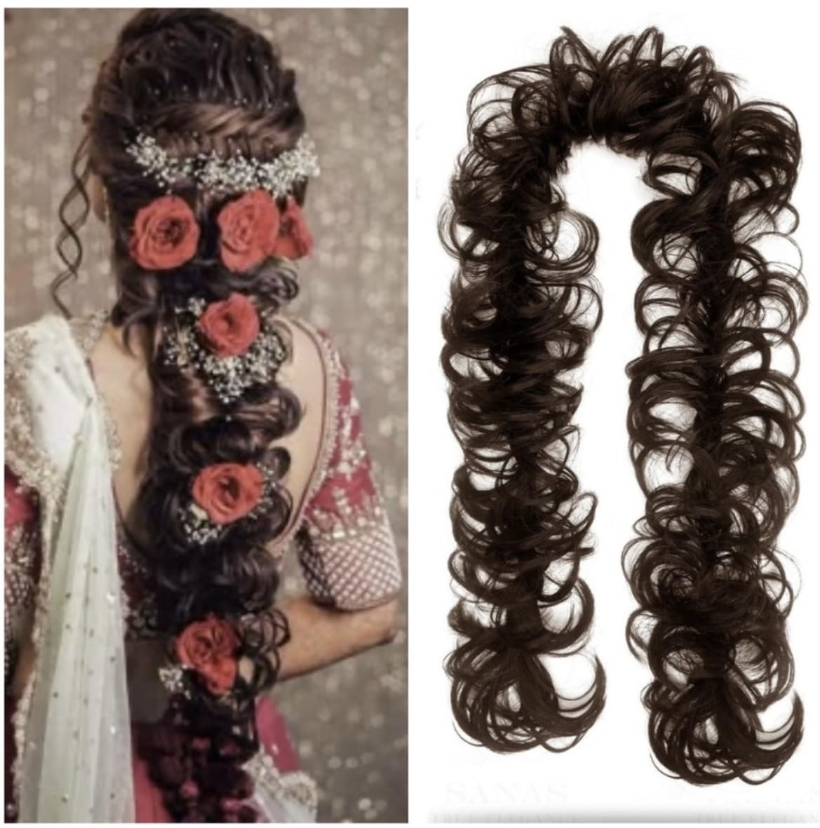 Synthetic Women Frill Long Soft Hair Messy Hair Extension Add Volume Curly Hairpiece for Buns Updos Ponytail Styling Heat-Resistant Easy-to-Use Hair Accessories for Women - brown-image-44