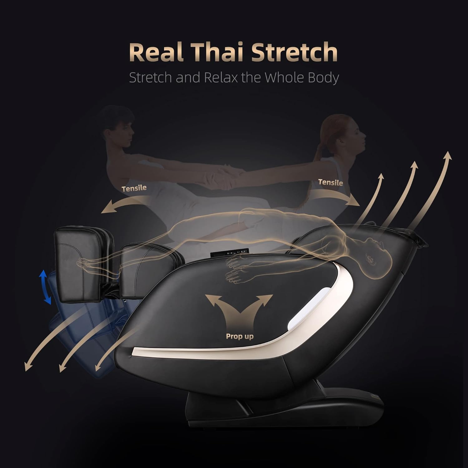 Easpearl 2022 Massage Chair Full Body,Zero Gravity Recliner with Anion,SL Track,Shortcut Key,Thai Stretch,Bluetooth,Heated,Body Scan,Ambient Light,Shiatsu Massage Chair (Black) : Beauty & Personal Care