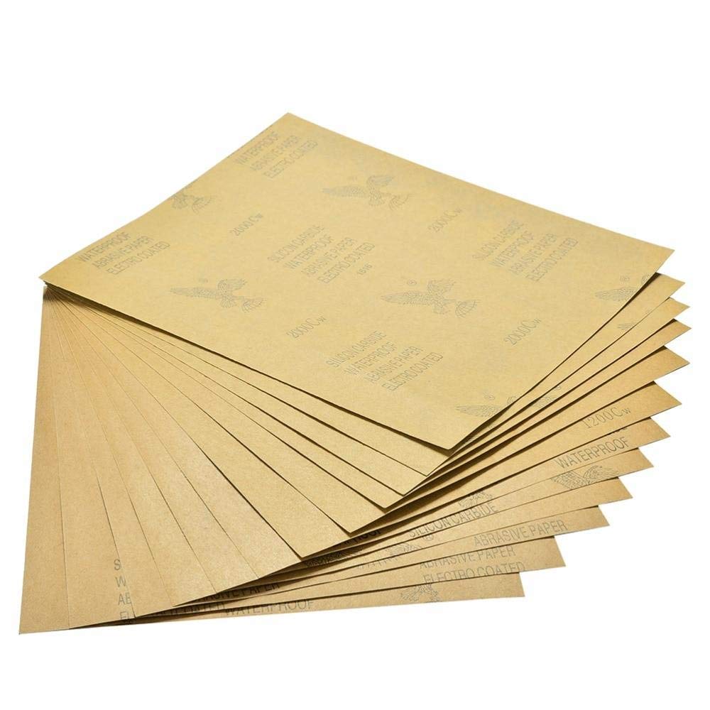 100 PZ 28x23 cm Carta Abrasiva Impermeabile Wet Dry Lucidatura Carta Vetrata Granulosità 1000# 1200# 1500# 2000# Metallo Strumento Abrasivo per Legno, h, 1200