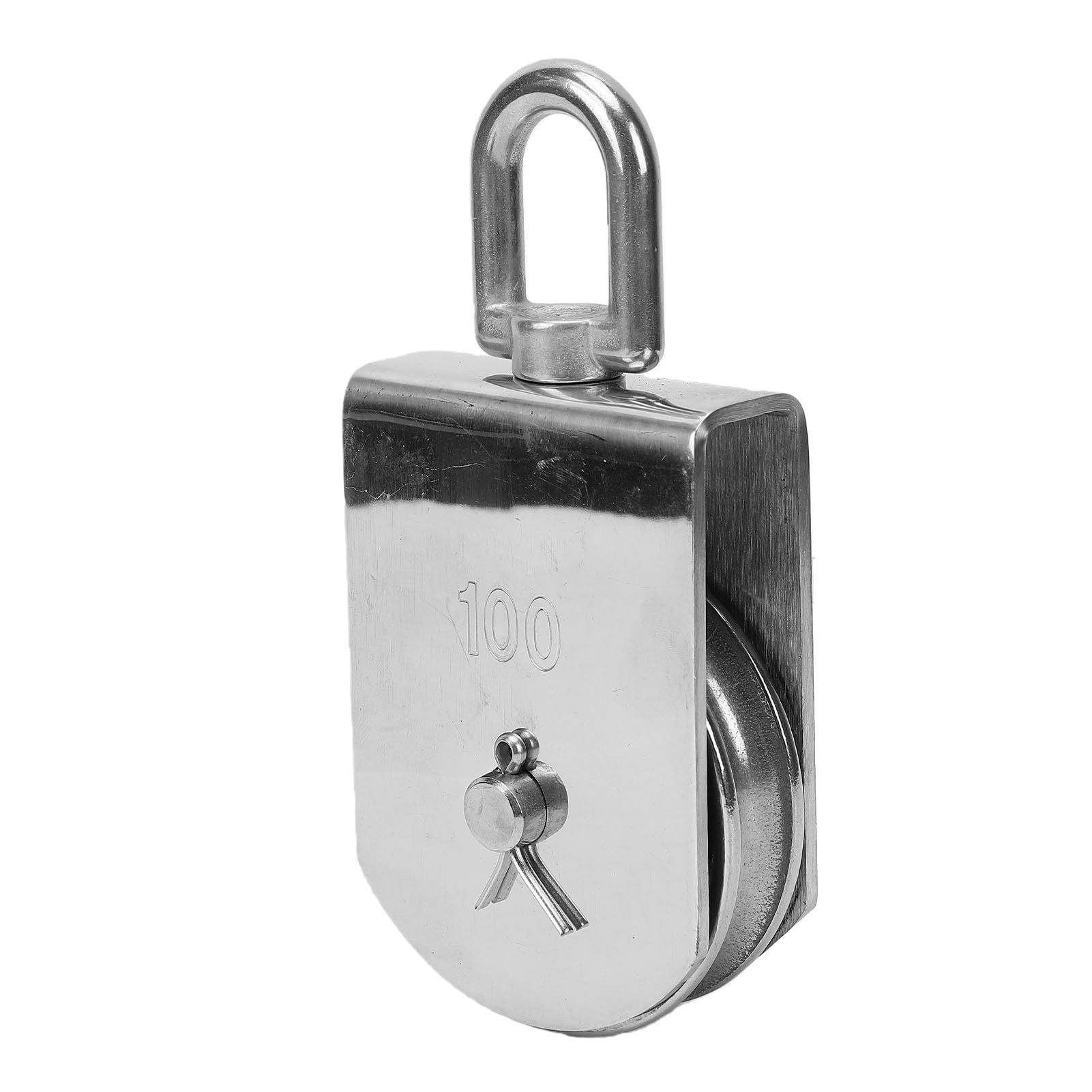 ViaGasaFamido Polea Simple Resistente de Acero Inoxidable, Polea de Cable de 4 "con Gancho Giratorio para Garaje y Barco, Cuerda de 3/8"