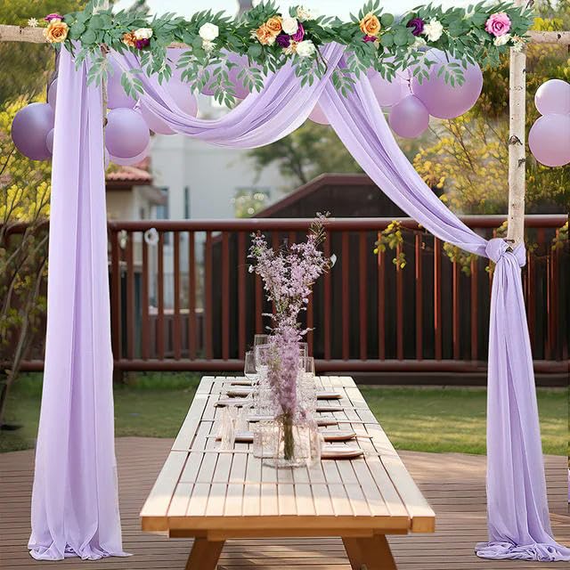 Hochzeitsbogen Stoff Hochzeit Decke Vorhänge Bogen Hintergrund Chiffon Stoff Gaze-Volant Vorhänge für Party Zeremonie Pograph Shooting Dekoration