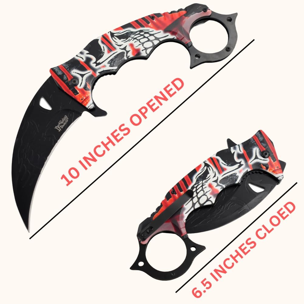 Snake Eye Tactical Dark Fantasy Blade-Jumbo Every Day Carry Folding-Knife (Red)