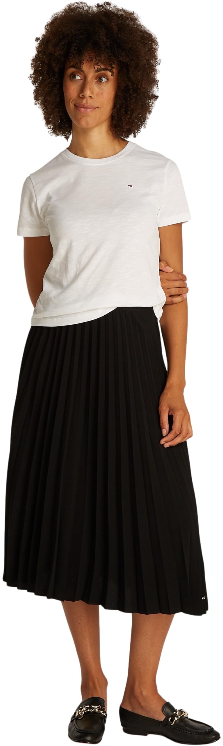Tommy Hilfiger Płynna plisowana spódnica MIDI WW0WW43886 Kobiety Fluid Pleated Pull On Midi Skirt Ww0ww43886