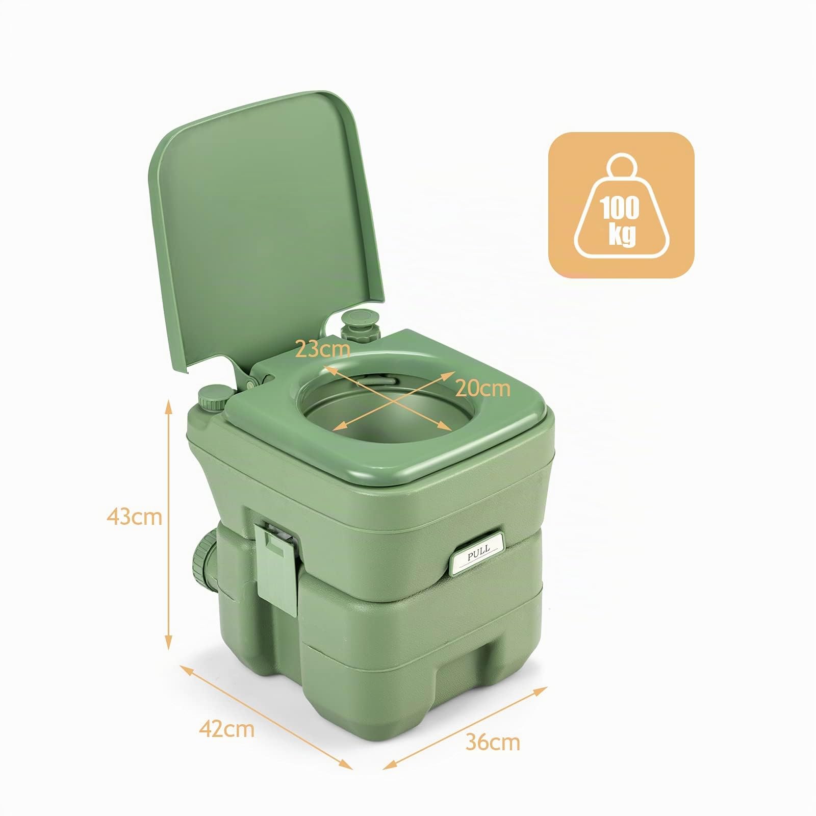 GYMAX 20 Litri Toilette Portatile WC Chimico da Campeggio Viaggio Water Toilet (Verde)
