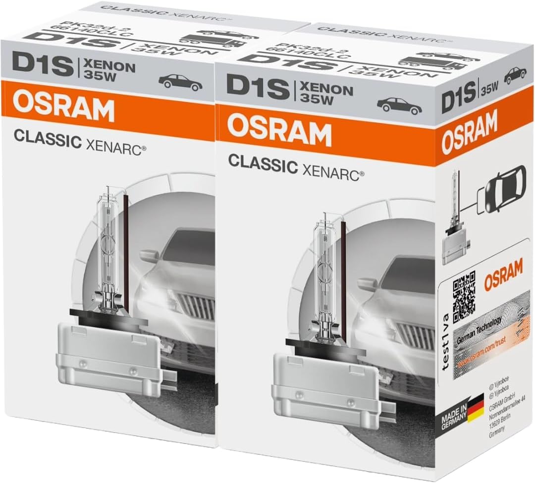 Osram set of 2 D1S Xenarc Classic HID xenon bulb, discharge lamp | OEM quality | 66140CLC | Folding box (2 units) | Made in Germany | Trust code
