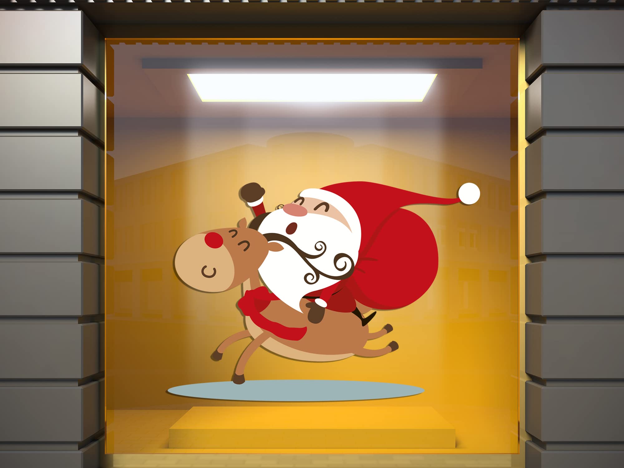 Oedim Vinyle pour vitrines Décoration de Noël Papa Noel en Renne Plusieurs Dimensions Vinyle adhésif Décorez Votre vitrine Stickers adhésifs Escaparate Vinyle pour Affaires 2,00 m x 2,00 m