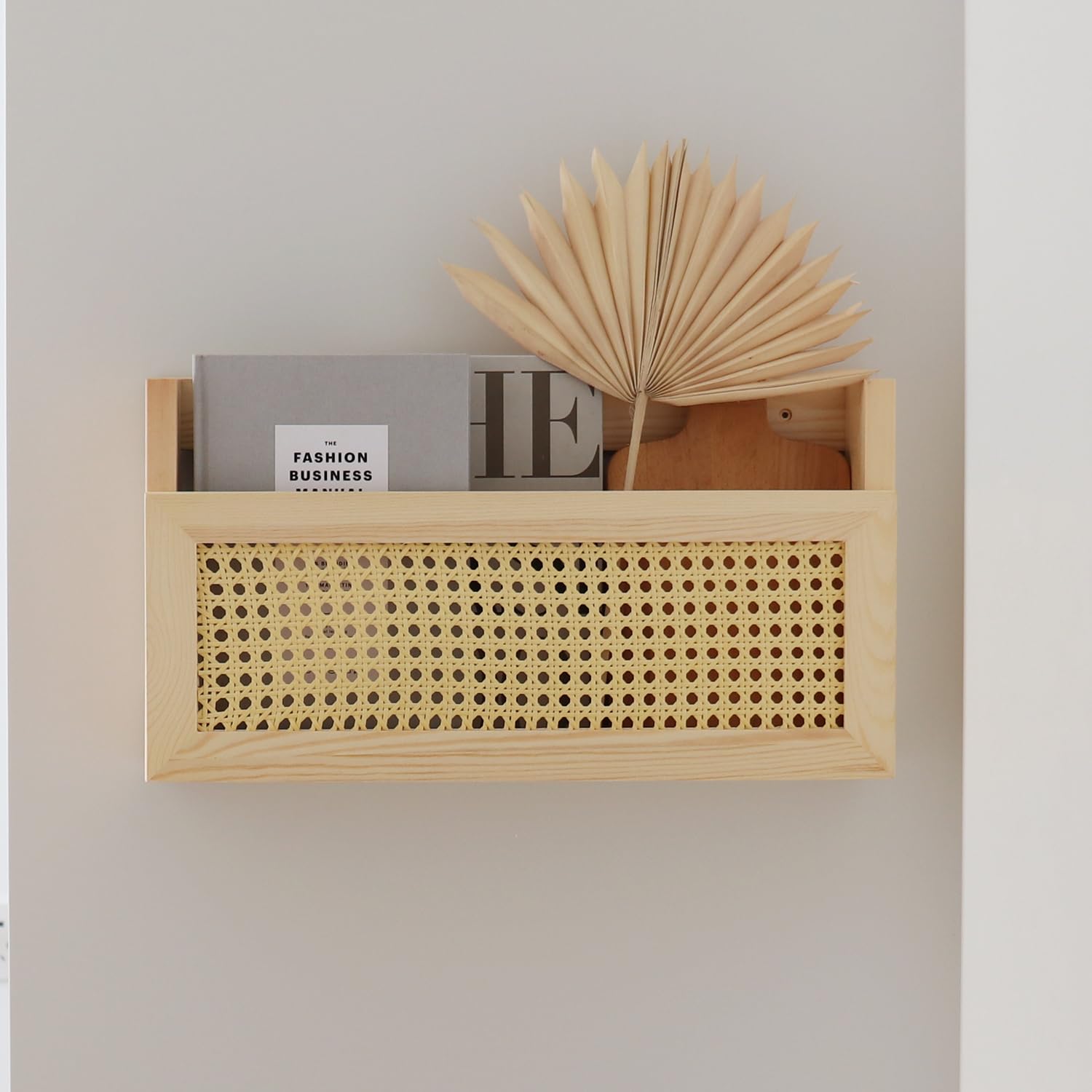 TIAYIA Wall-Mounted Wood Magazine Rack, File Holder for Entryway, Living Room, Office, Home Decor (Burlywood)