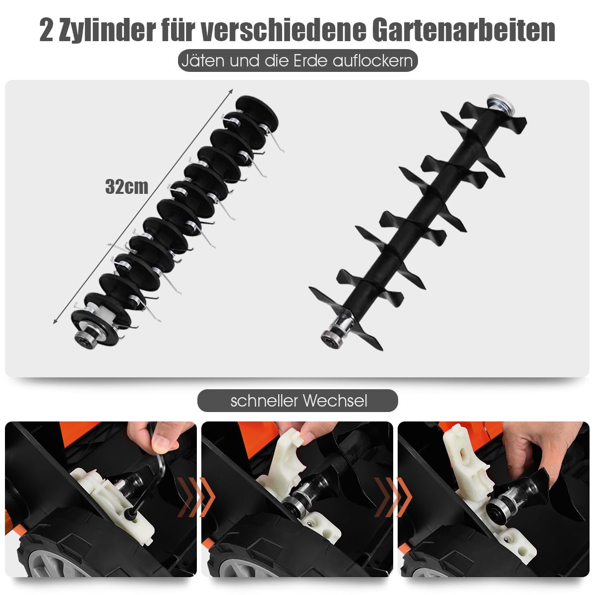 RELAX4LIFE Elektro Vertikutierer Rasenlüfter, 1800W|2-stufige|Arbeitstiefe 38cm Arbeitsbreite|45L Fangkorb, Rasenvertikutierer mit Messerwalze+Lüfterwalze, für Rasenpflege(38cm Arbeitsbreite,Orange)