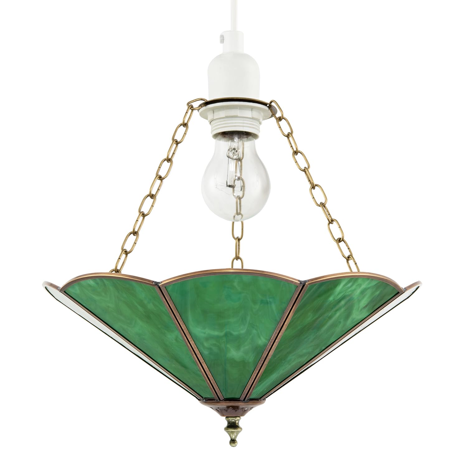 Rackhams Green Toned Chic Tiffany Glass Easy Fit Pendant Shade With Chains