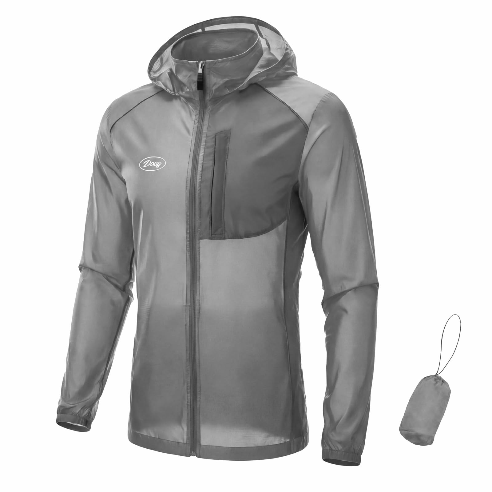 Herren-Fahrrad-Laufjacke, dünn, leicht, verstaubar, mit Aufbewahrungstasche, Windbreaker mit UPF 50+ Sonnenschutz, Outdoor-Mantel zum Wandern, Radfahren, Reisen, 80 g