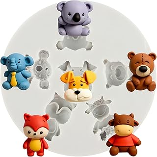 Fox Deer Dog Head Cow Bear Silicone Fondant Molds Animal Candy Mold For Sugar Cake Decorating Cupcake Topper Chocolate Gum Paste Polymer Clay