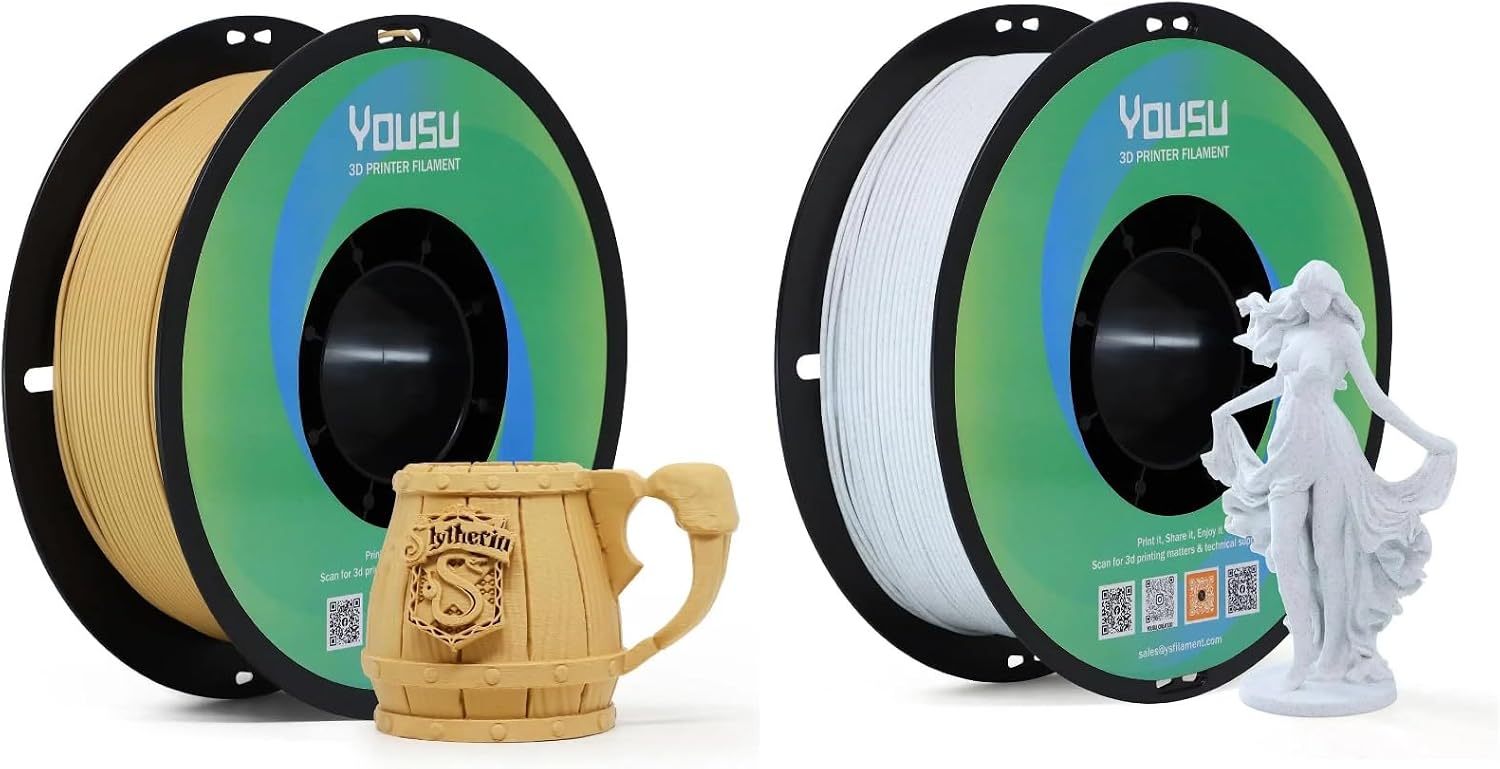 YOUSU Matte PLA Filament 1.75mm 1KG, Light Brown Marble White